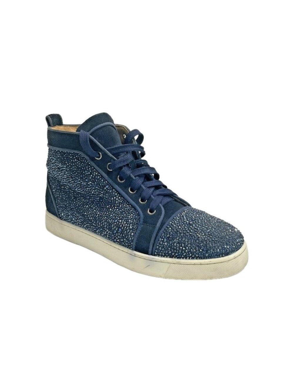 Authentic Christian Louboutin Navy Louis Strass Flat Sneakers Shoes ~ Size 41